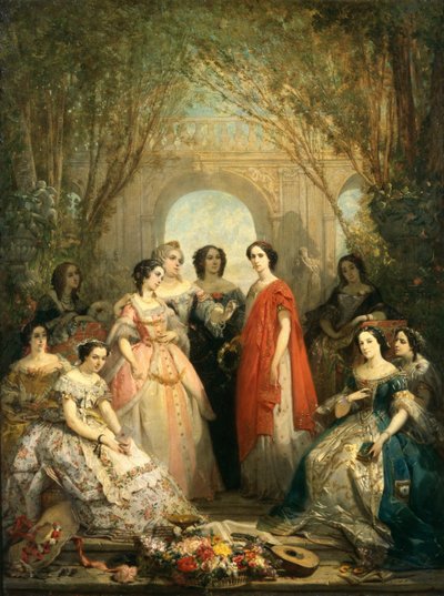 De Vrouwen van de Comédie Française in hun Kostuums, 1855 door Faustin Besson